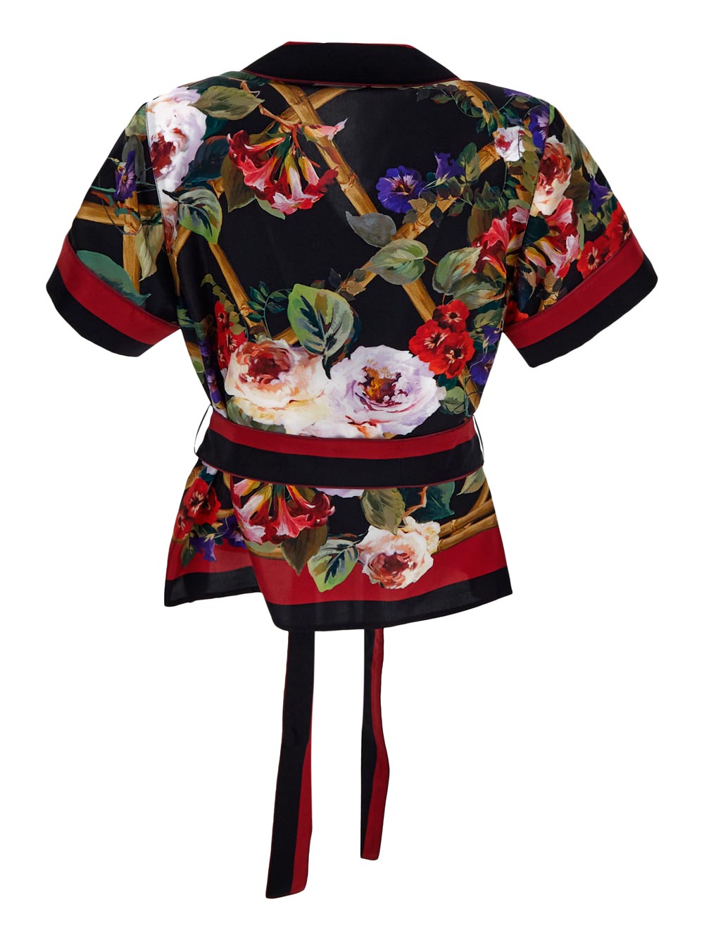 Dolce & Gabbana Floral-Print Belted Silk Shirt