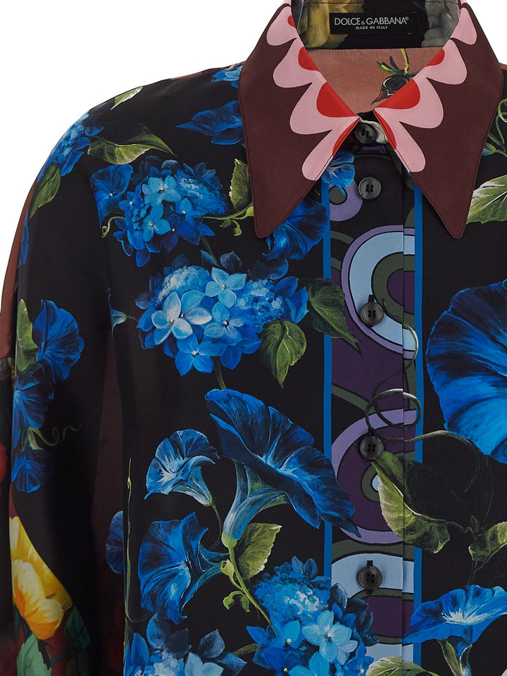 Dolce & Gabbana Oversize Silk Shirt With Floral Print