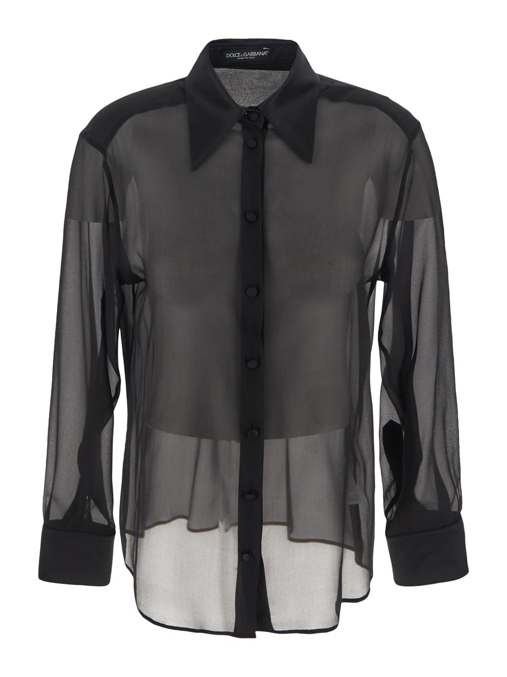 Dolce & Gabbana Silk Chiffon Shirt With Satin Details