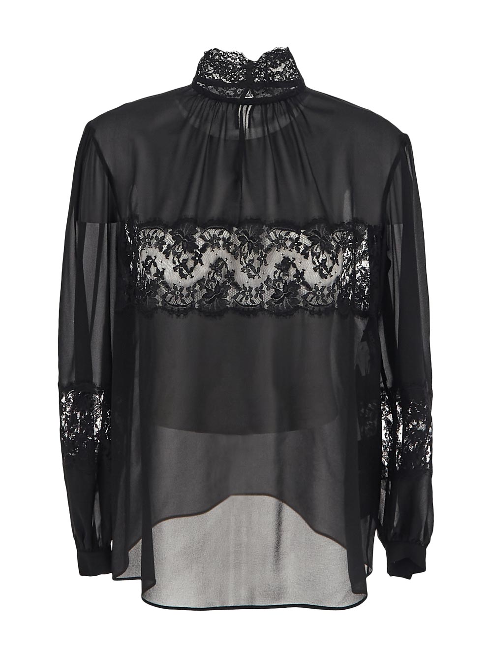 Dolce & Gabbana Georgette And Lace Turtle-Neck Blouse
