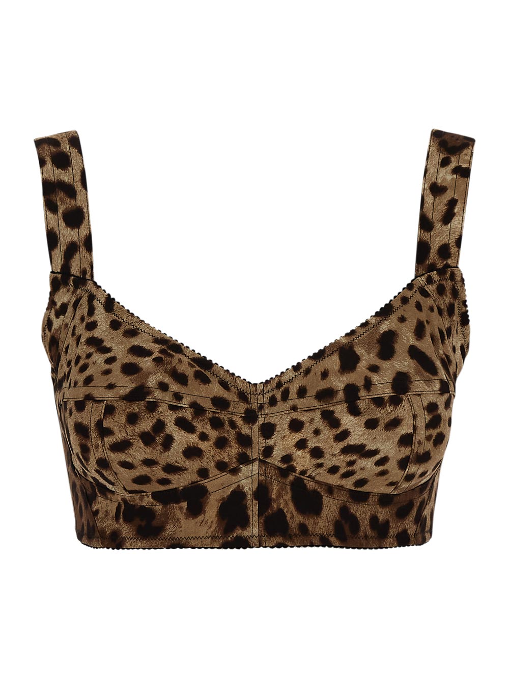 Dolce & Gabbana Short Bustier Top In Charmeuse With Leopard Print