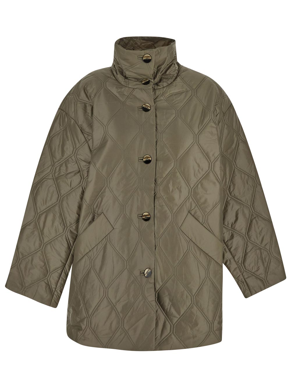 Ganni Brown Shiny Quilt Jacket