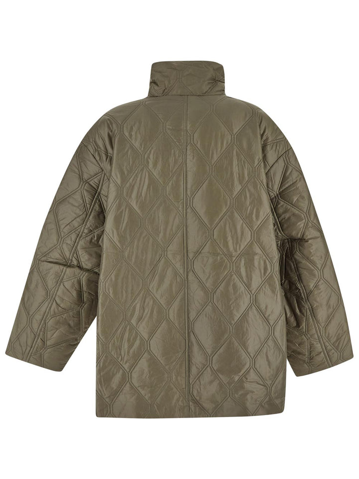 Ganni Brown Shiny Quilt Jacket