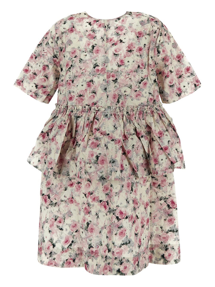 Ganni Printed Cotton Flounce Mini Dress