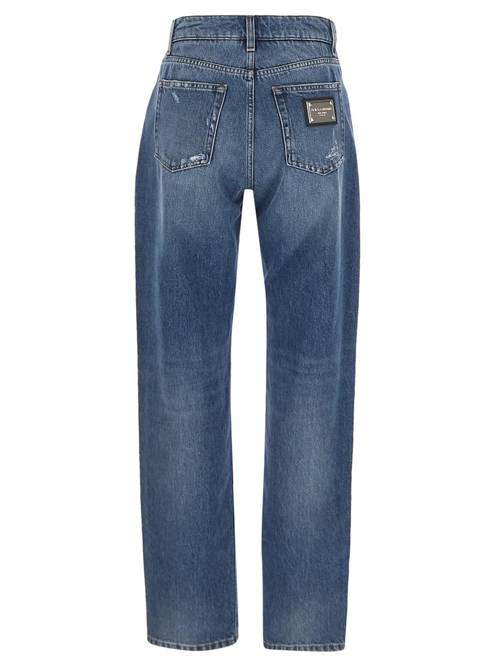 Dolce & Gabbana Boyfriend Jeans In Medium Blue Denim