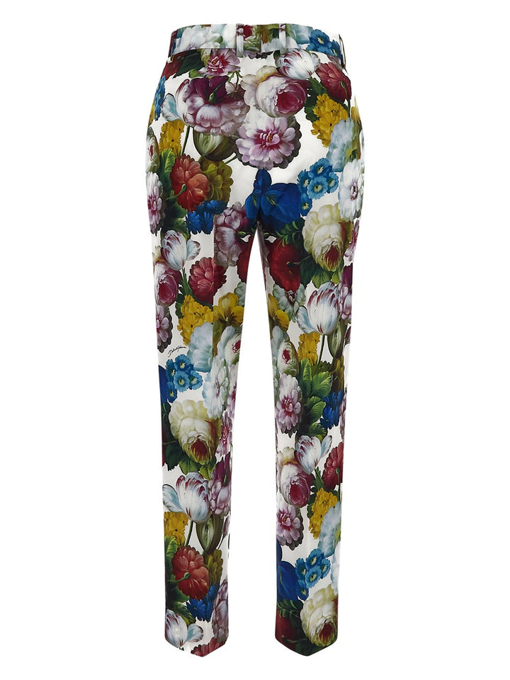 Dolce & Gabbana Cotton Pants With Nocturnal Flower Print