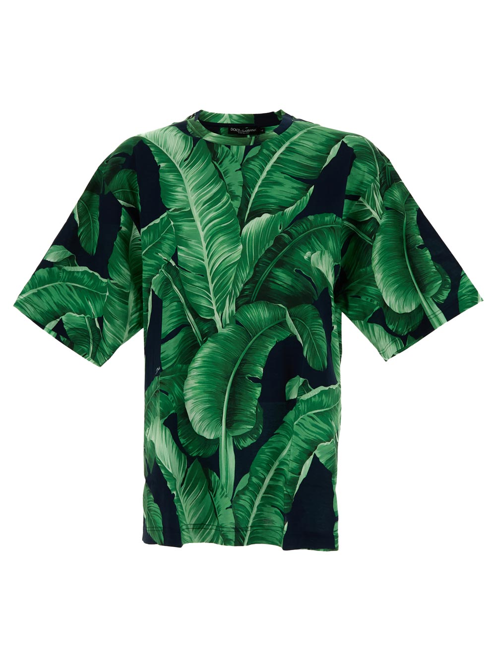 Dolce & Gabbana Short-Sleeved Cotton T-Shirt With Banana Tree Print