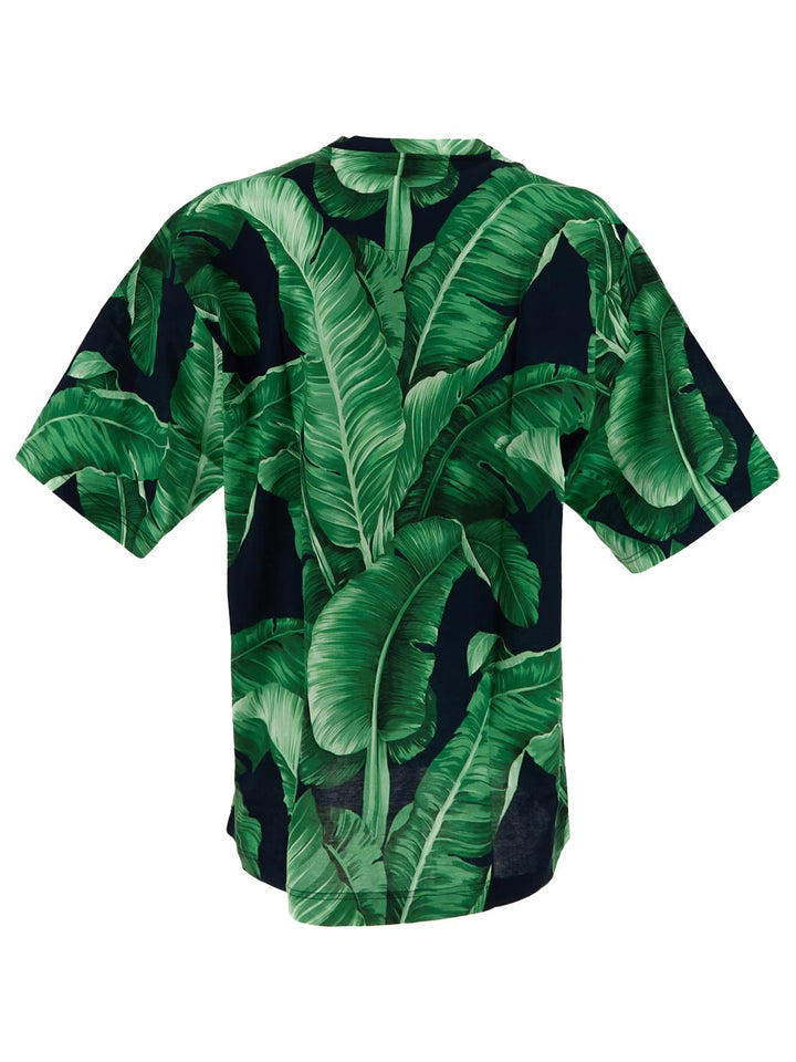 Dolce & Gabbana Short-Sleeved Cotton T-Shirt With Banana Tree Print