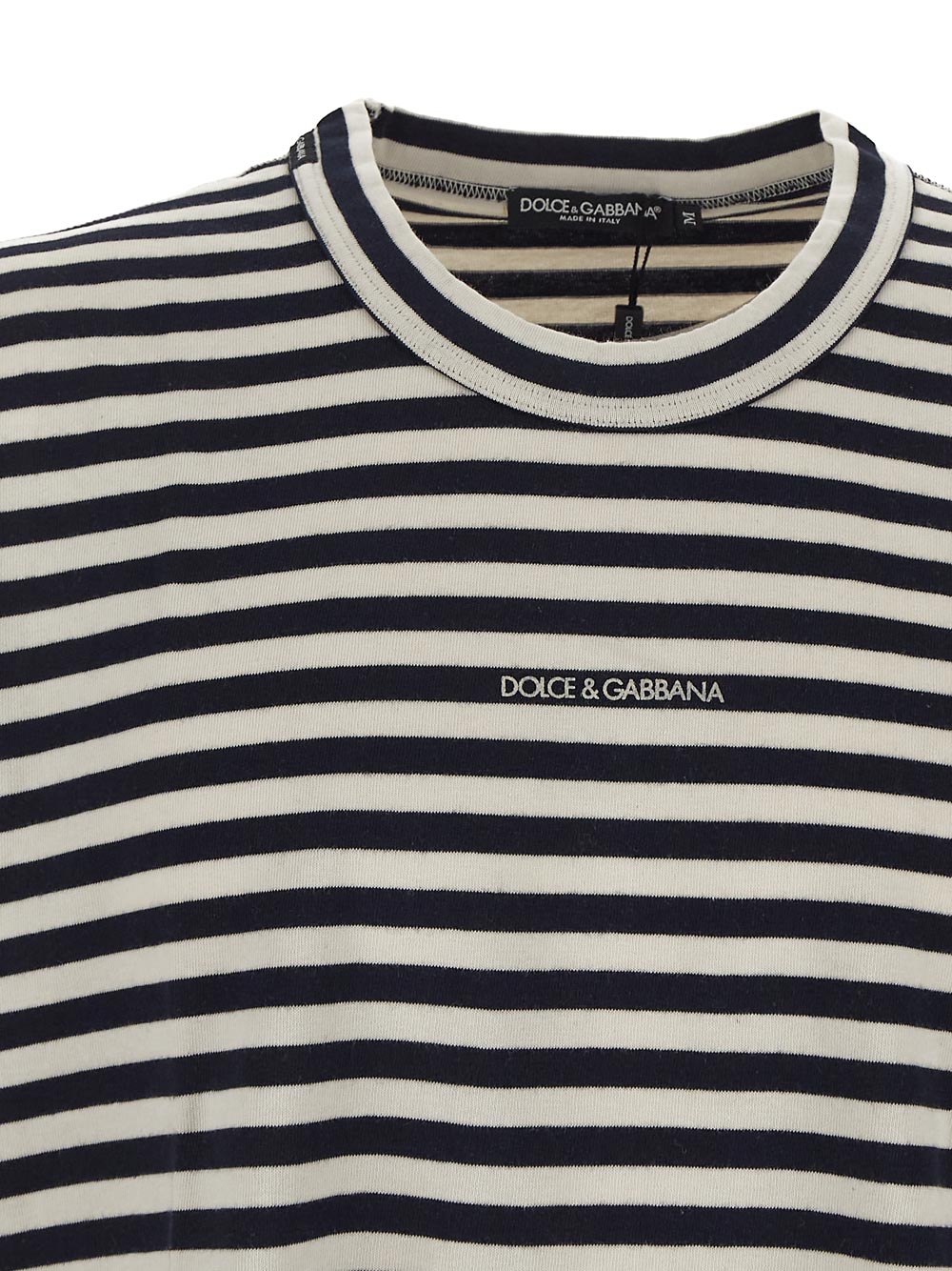 Dolce & Gabbana Striped Short-Sleeved T-Shirt With Logo