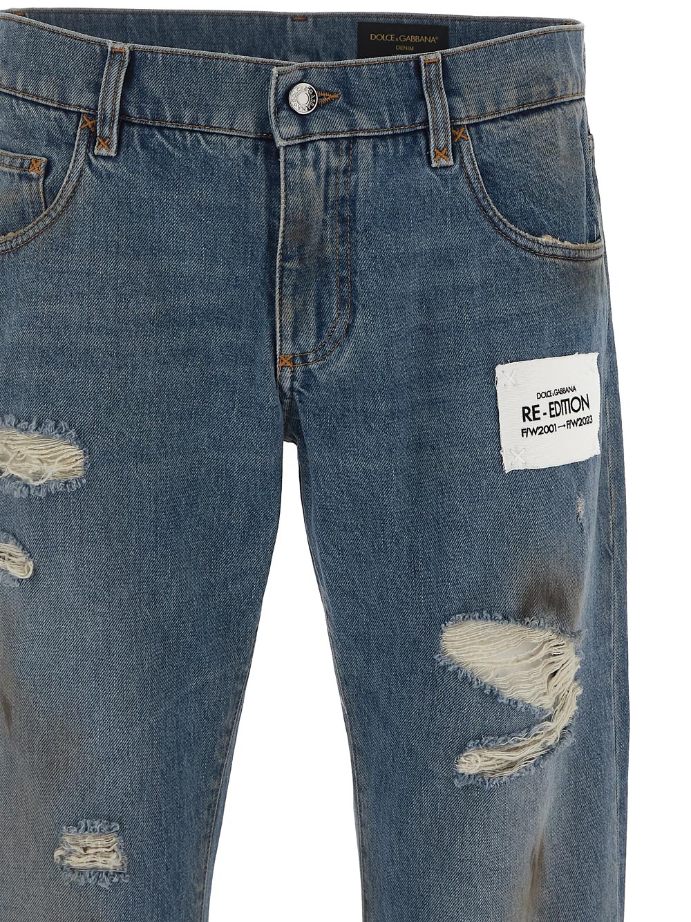 Dolce & Gabbana Washed Denim Jeans With Rips
