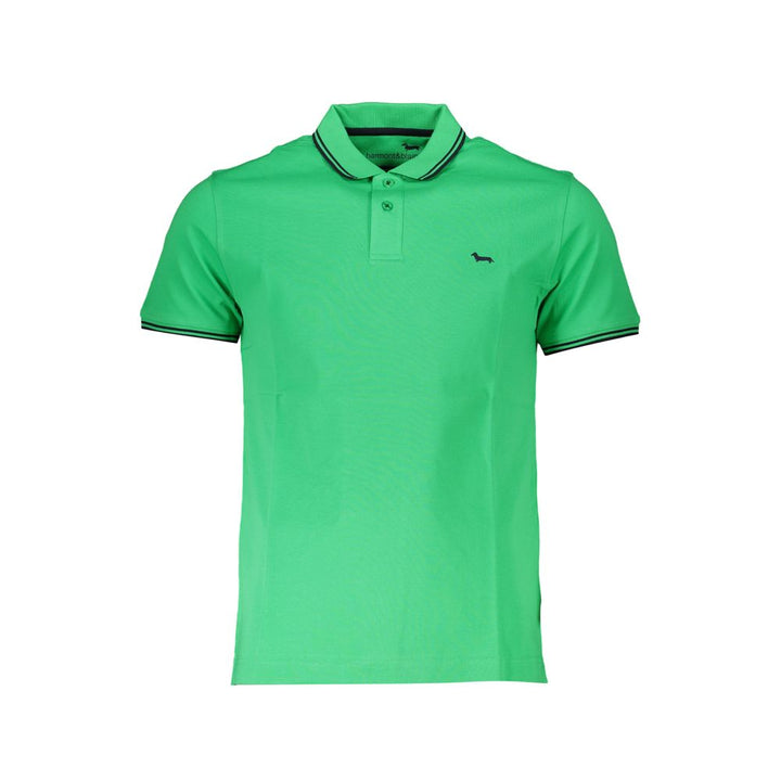 Harmont & Blaine Chic Green Cotton Polo with Contrast Detailing