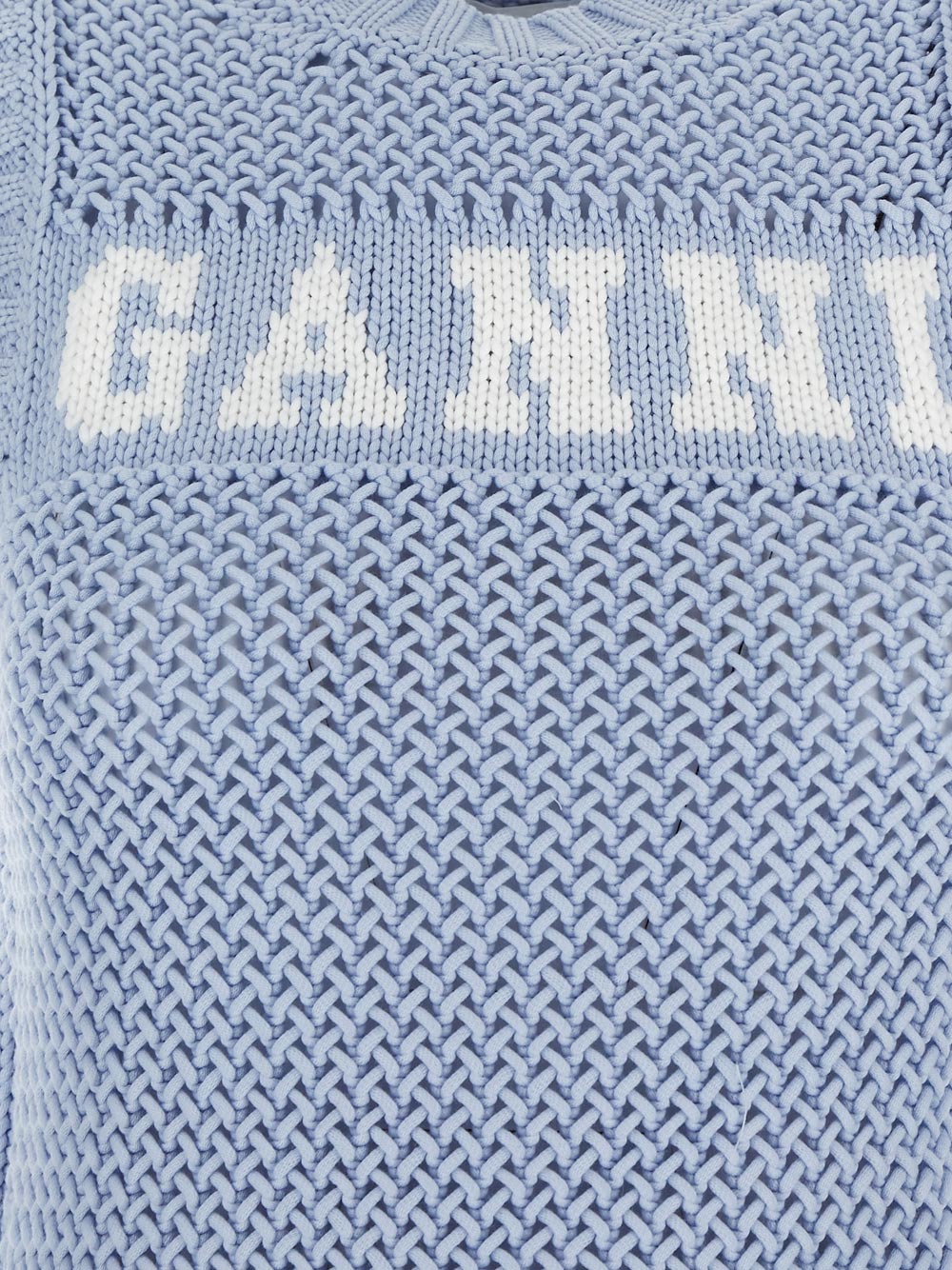 Ganni Blue Cotton Rope Vest