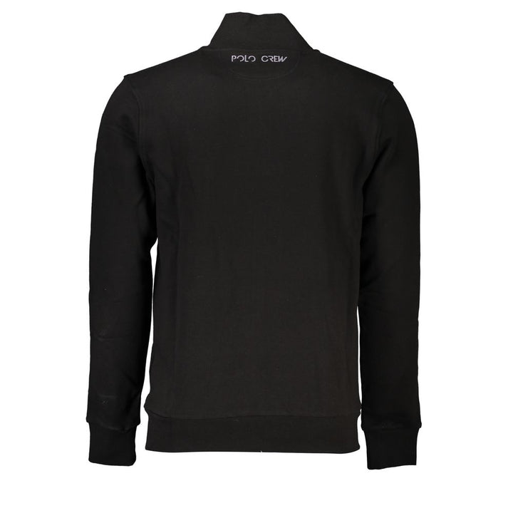 La Martina Sleek Black Cotton Zip Sweater