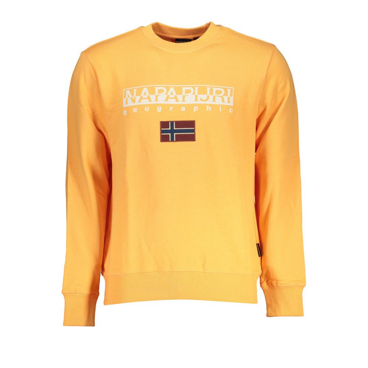Napapijri Sleek Orange Crew Neck Embroidered Sweatshirt