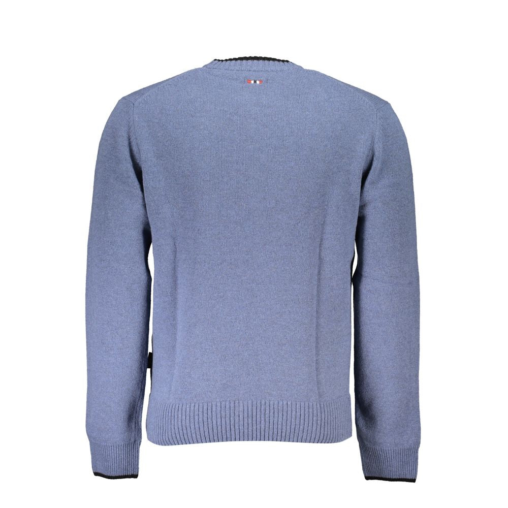 Napapijri Blue Crew Neck Embroidered Sweater