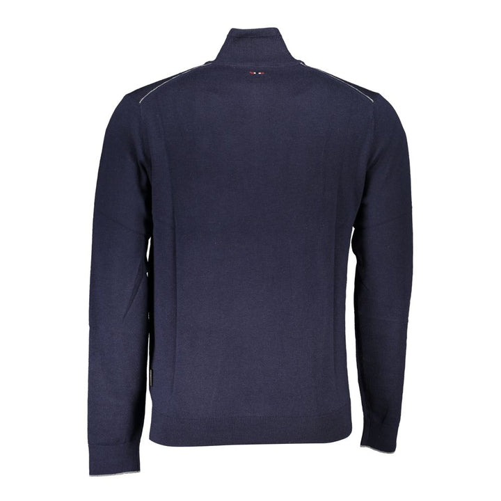 Napapijri Elegant Half-Zip Embroidered Blue Sweater