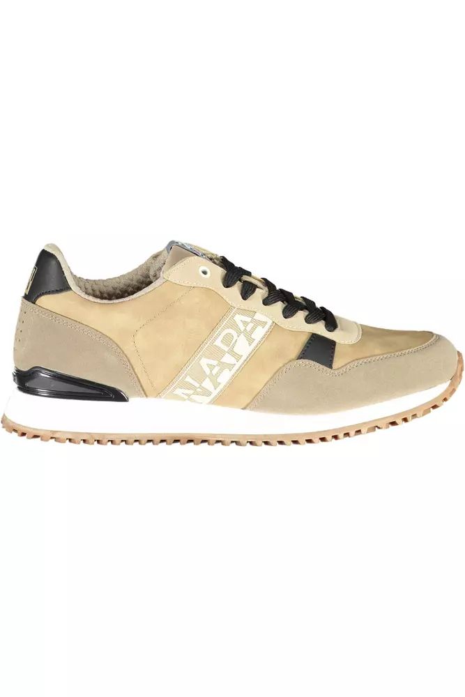 Napapijri Beige Lace-Up Sports Sneakers with Logo Accent