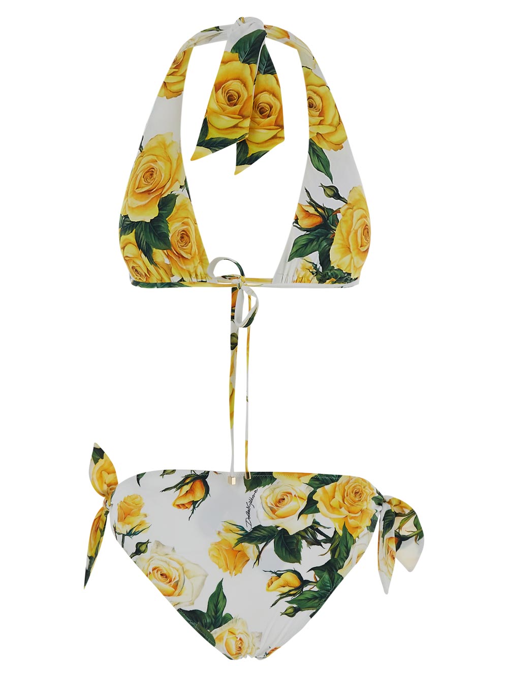 Dolce & Gabbana Triangle Bikini With Yellow Rose Print