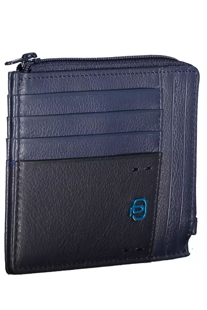 Piquadro Sleek Blue Leather Card Holder with RFID Block