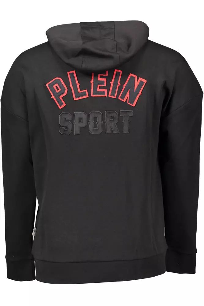 Plein Sport Sleek Black Zip Hoodie with Contrasting Accents