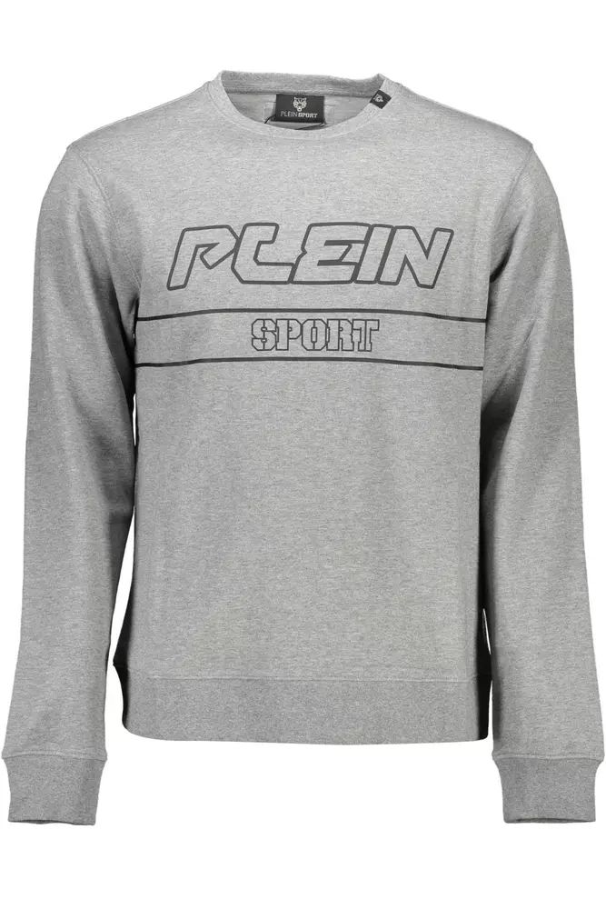 Plein Sport Sleek Gray Long-Sleeve Sweatshirt with Logo