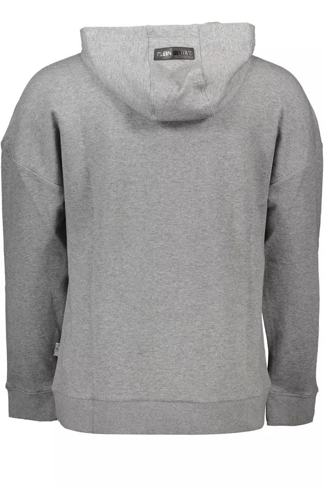 Plein Sport Chic Gray Long-Sleeved Hooded Sweatshirt