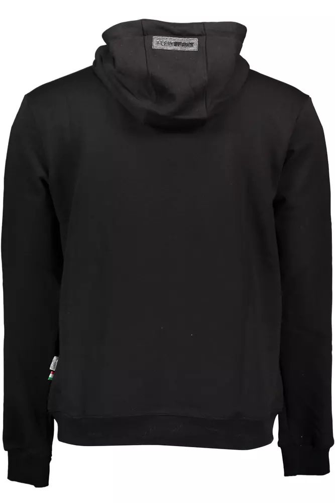 Plein Sport Sleek Black Hooded Sweatshirt with Bold Accents