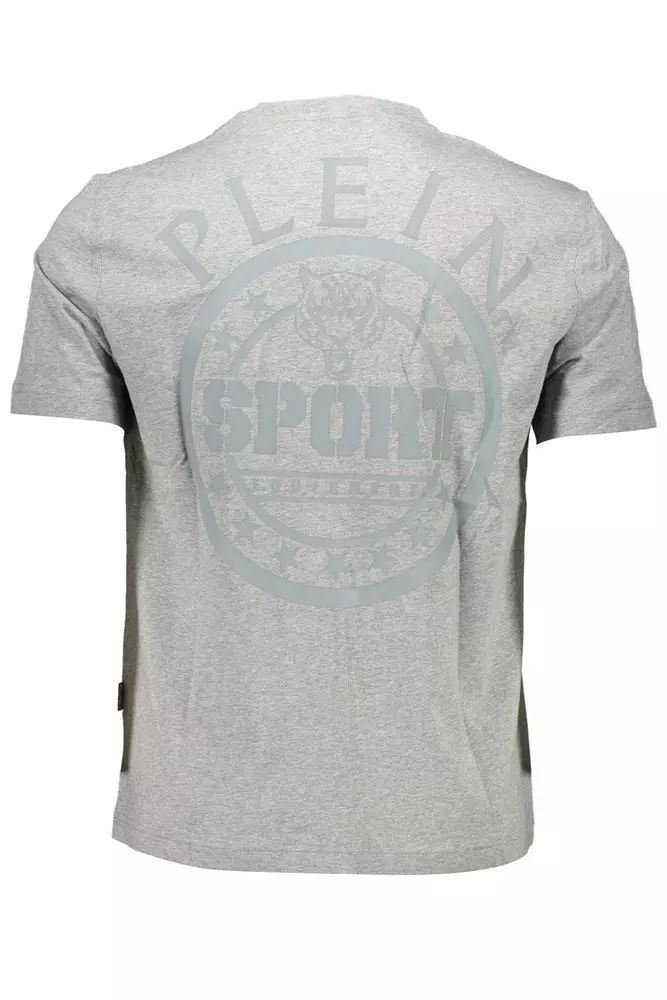 Plein Sport Sleek Gray Crewneck Tee with Bold Back Print