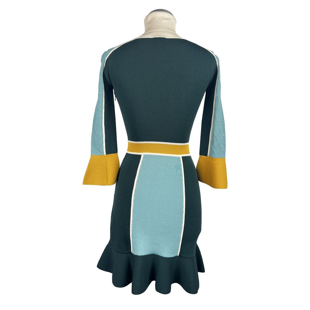 Elisabetta Franchi Emerald Elegance Turtle Neck Stretch Dress