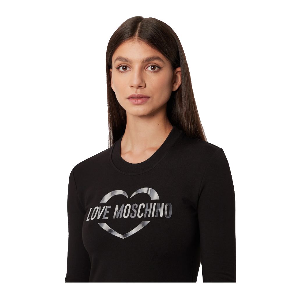 Love Moschino Chic Cotton Blend Logo Dress