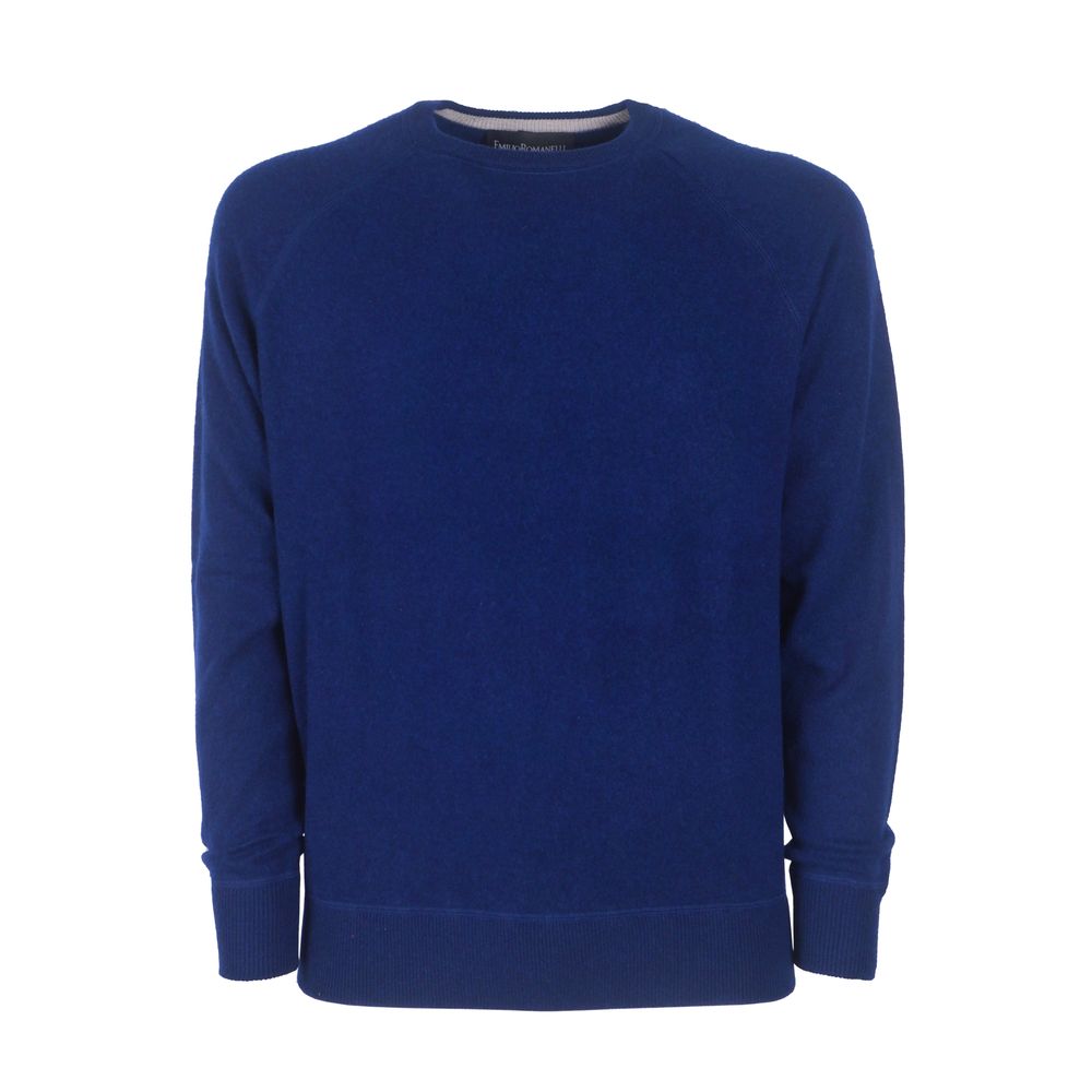 Emilio Romanelli Navy Blue Cashmere Crew Neck Sweater - Slim Fit
