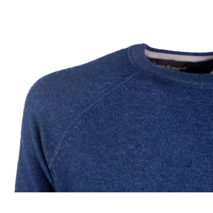 Emilio Romanelli Navy Blue Cashmere Crew Neck Sweater - Slim Fit