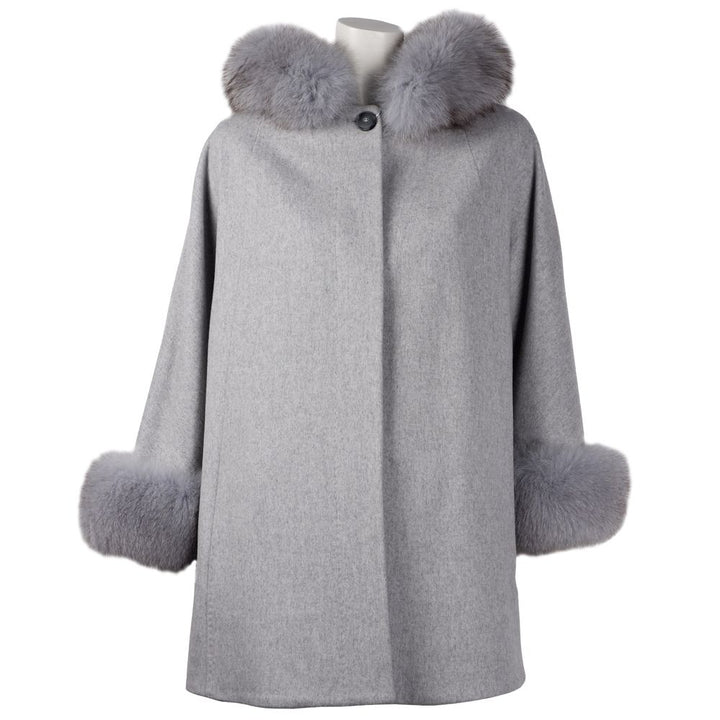 Made in Italy Elegant Wool Short Coat with Fur Accents