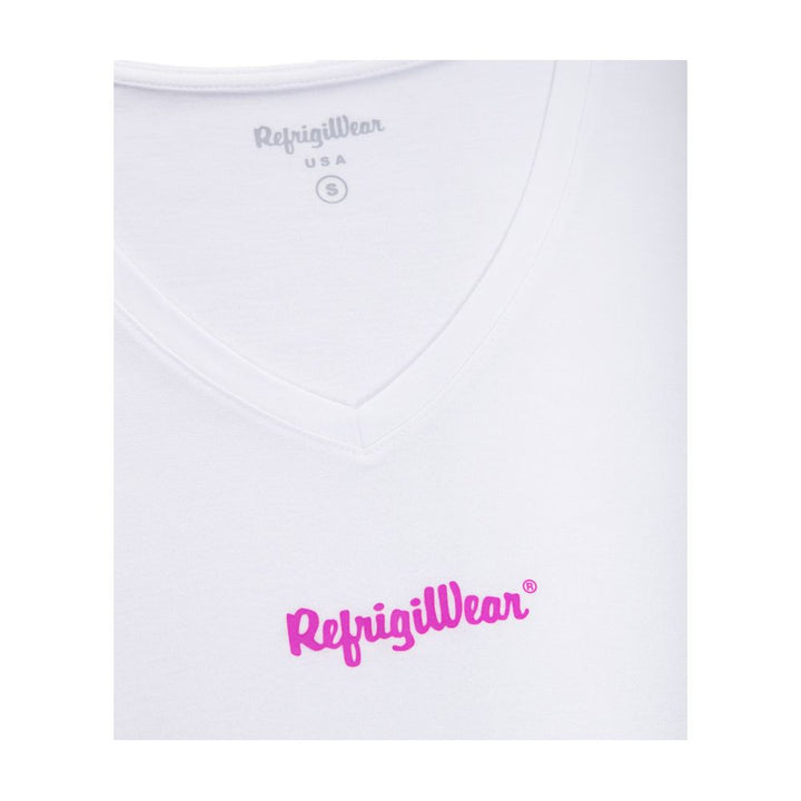 Refrigiwear Elegant V-Neck Logo Tee in Pristine White