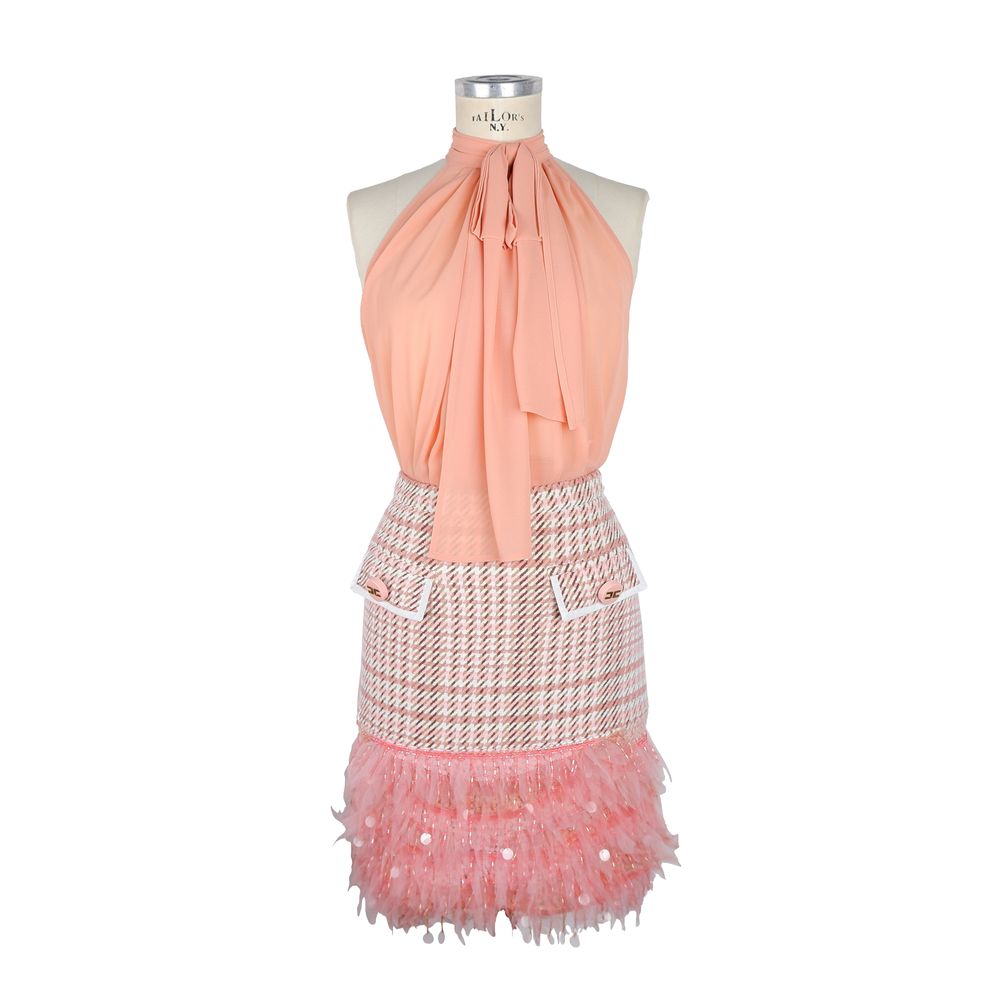 Elisabetta Franchi Antique Pink Sequin Pocketed Dress Duo