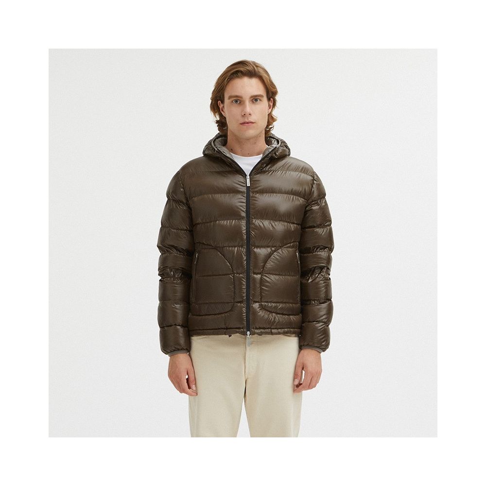 Centogrammi Reversible Hooded Jacket in Dove Grey and Brown