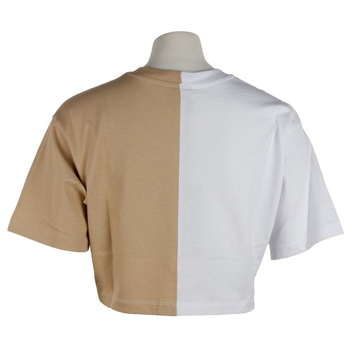 Comme Des Fuckdown Beige Couture Logo Tee with Two-Tone Print