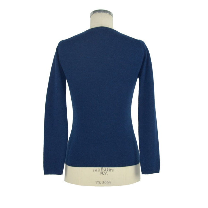 Emilio Romanelli Elegant V-Neck Cashmere Sweater in Blue
