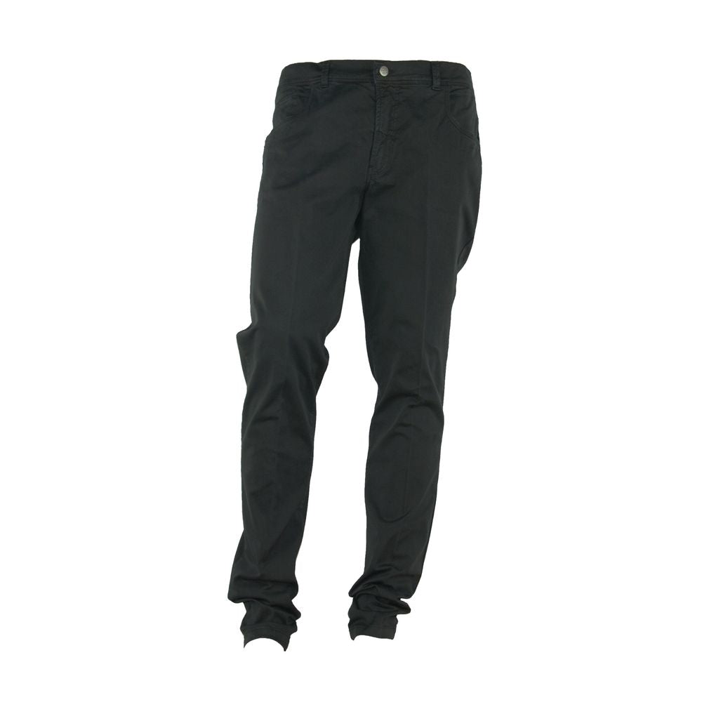 Made in Italy Elegant Summer Black Cotton Trousers