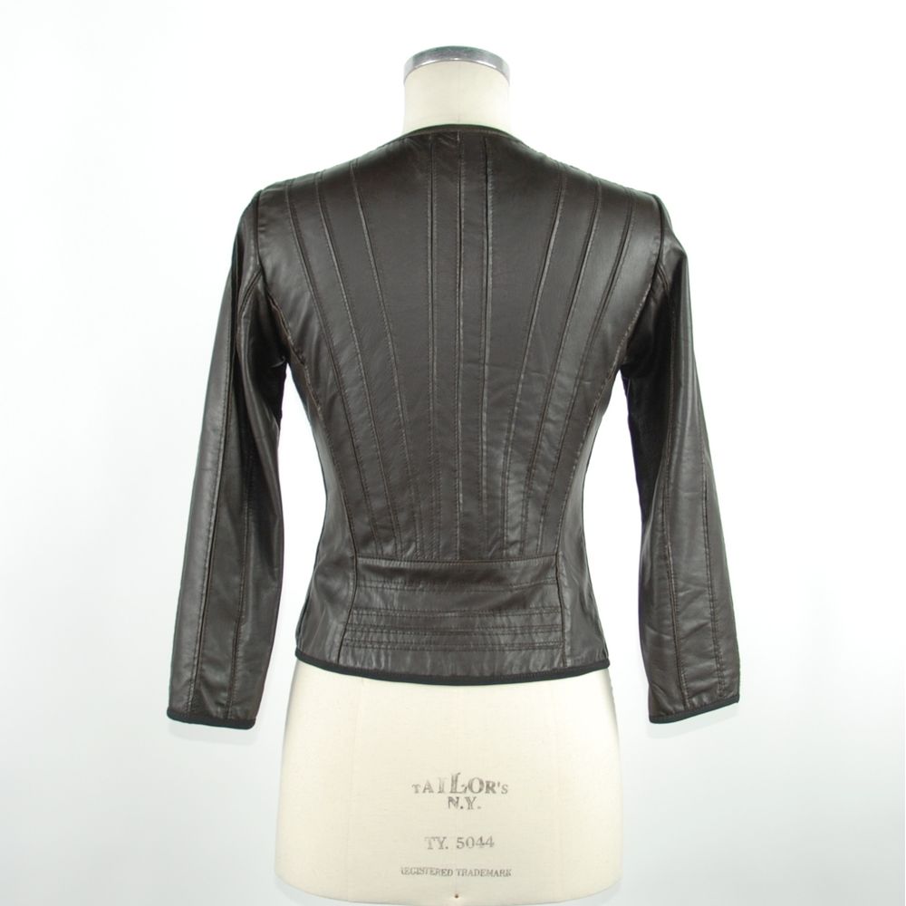 Emilio Romanelli Sleek Black Leather Jacket for Elegant Evenings