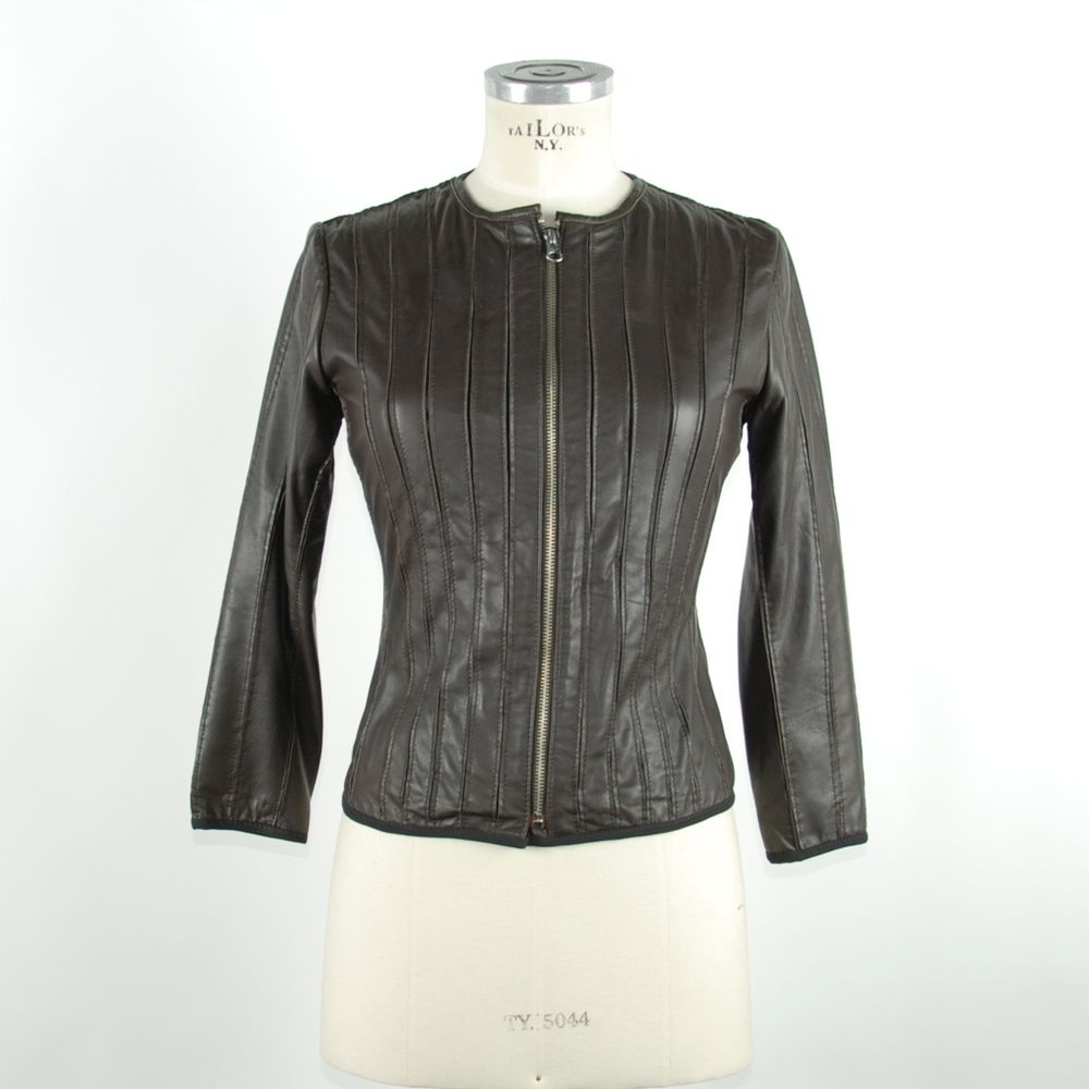 Emilio Romanelli Sleek Black Leather Jacket for Elegant Evenings