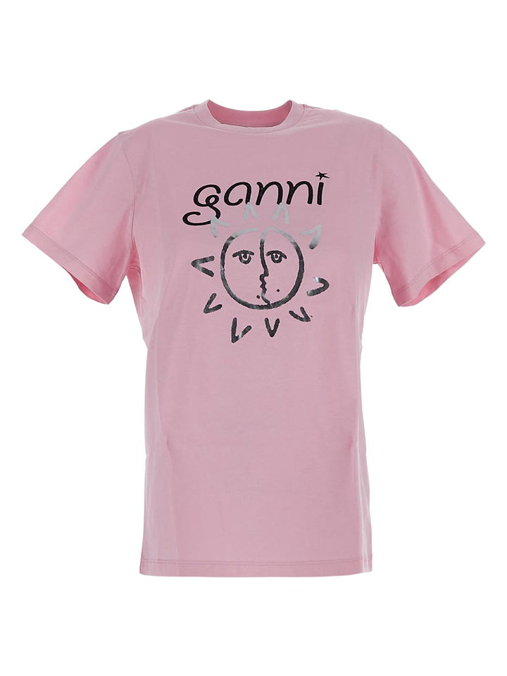 Ganni Logo-Print Organic Cotton T-Shirt
