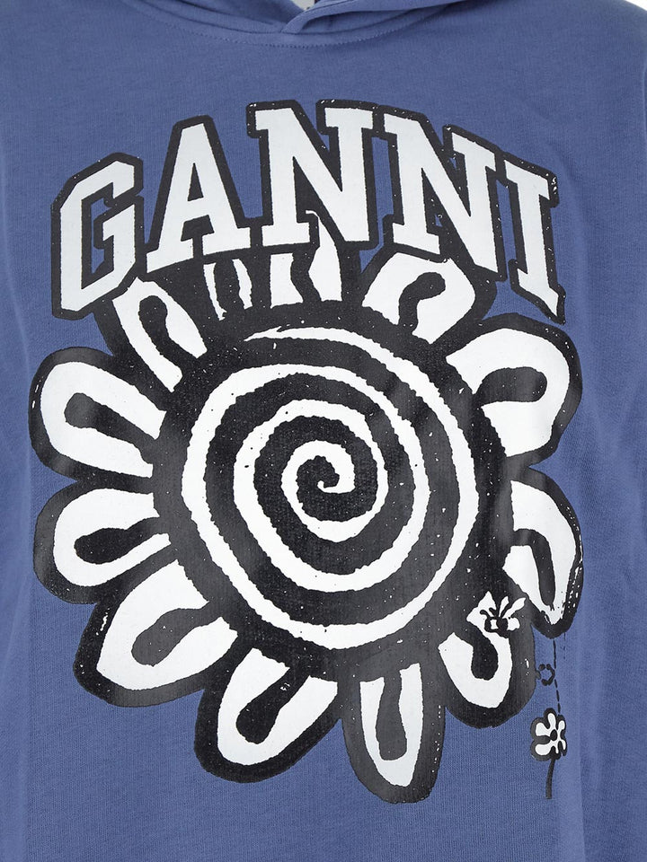 Ganni Logo-Print Organic Cotton Hoodie