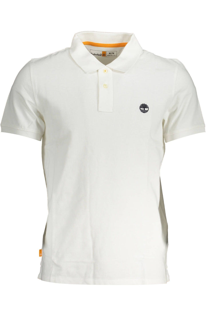 Timberland Elegant White Cotton Polo Shirt