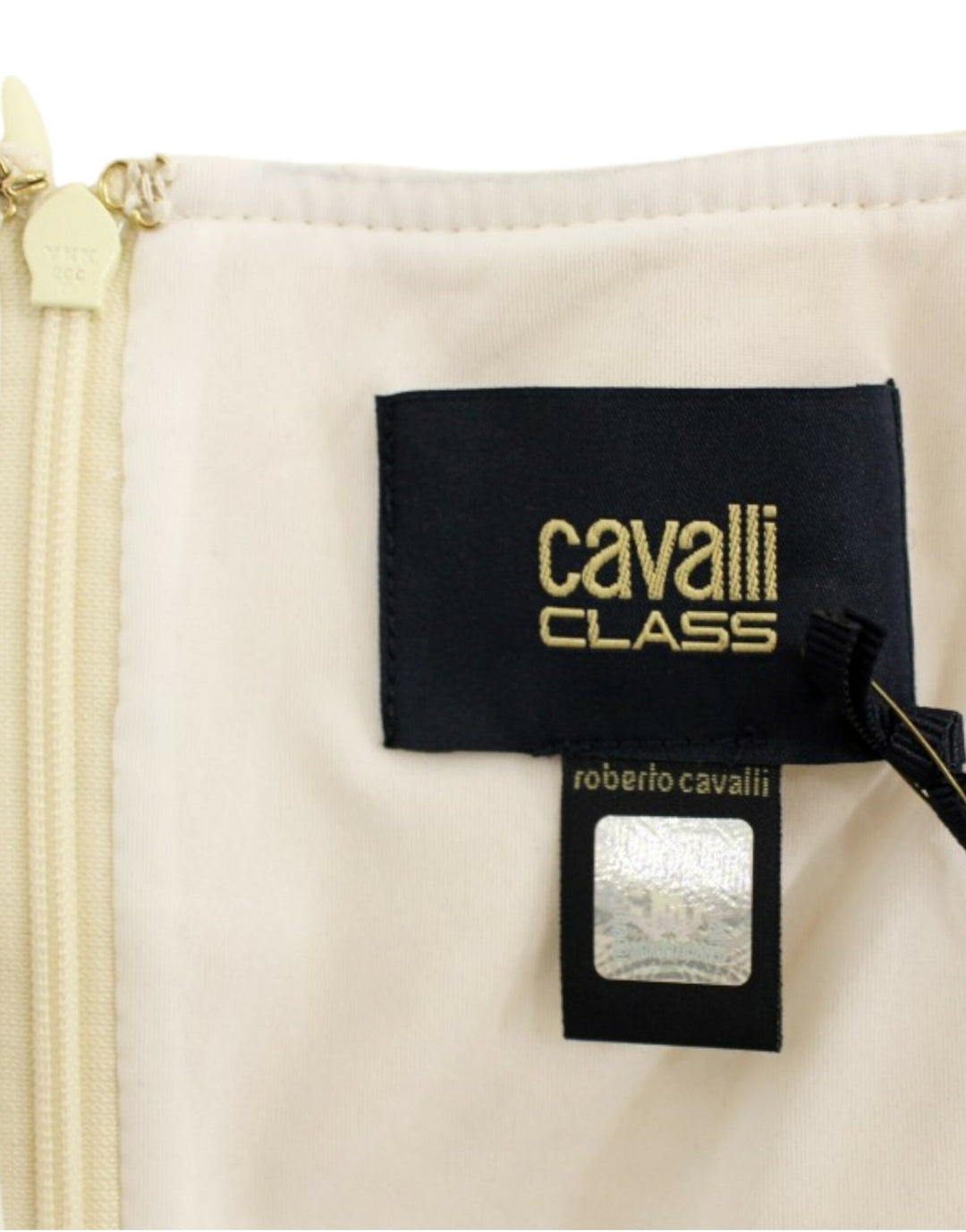 Cavalli Elegant Sheath Lace Dress in Black and Beige