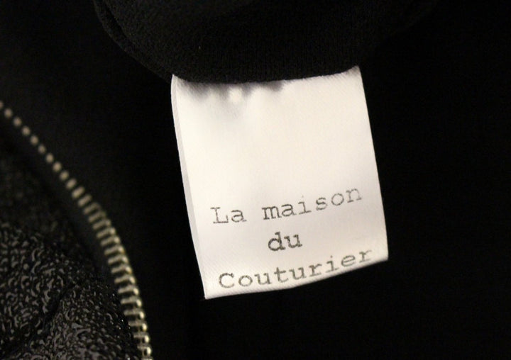 La Maison du Couturier Elegant Black Leather Jumpsuit with Waist Strap