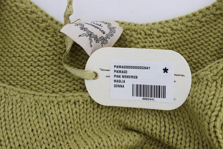 PINK MEMORIES Elegant Green Knit Sleeveless Vest Sweater