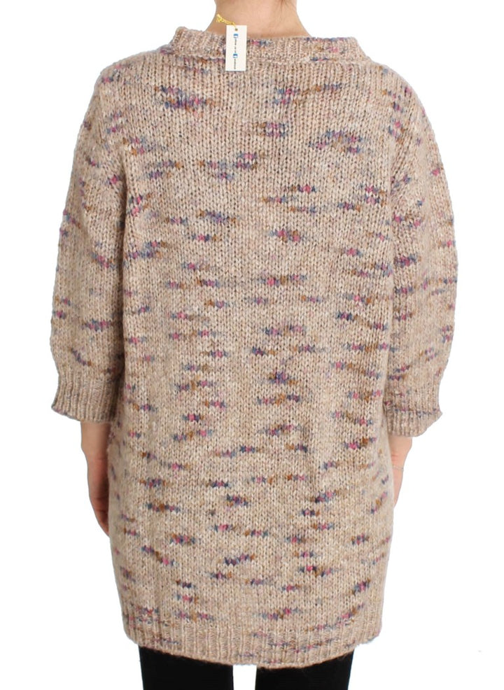 PINK MEMORIES Beige Oversized V-Neck Knitted Sweater