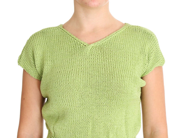 PINK MEMORIES Elegant Green Knitted Sleeveless Vest Sweater