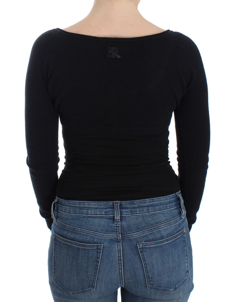 Ermanno Scervino Chic Cropped Black Wool-Cashmere Sweater